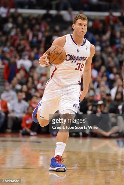 January 27, 2013; Los Angeles, CA, USA; Los Angeles Clippers power forward Blake Griffin during a basket against the Portland Trail Blazers during...