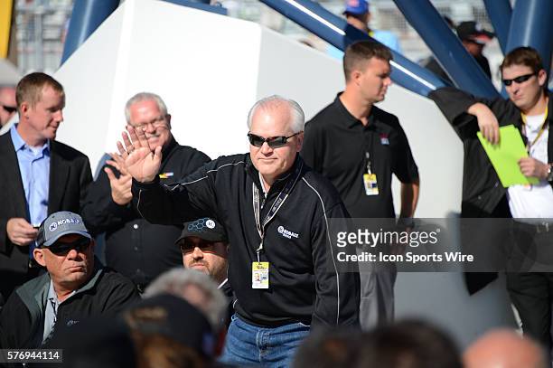 Lowe's CEO and President, Robert A. Niblock, in attendance during the Drivers Meeting in the Neon Garage before the Kobalt Tools 400 NASCAR Sprint...