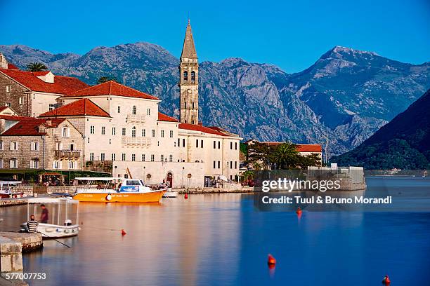 montenegro, kotor bay, perast village - kotor bay ストックフォトと画像