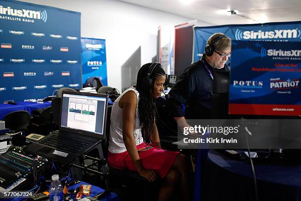 Stephen K. Bannon hosts Brietbart News Daily on SiriusXM with guest Sonnie Johnson at Quicken Loans Arena on July 18, 2016 in Cleveland, Ohio.