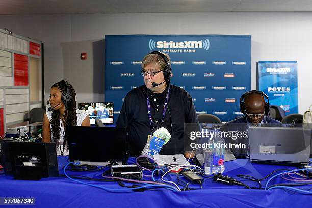 Stephen K. Bannon hosts Brietbart News Daily on SiriusXM with guests Sonnie Johnson and Armstrong Williams at Quicken Loans Arena on July 18, 2016 in...