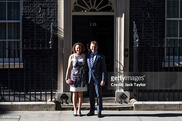 British astronaut Tim Peake and his wife Rebecca Peake arrive at Number 10, Downing Street for a reception on July 18, 2016 in London, England. Mr...
