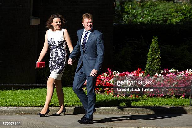 British astronaut Tim Peake and his wife Rebecca Peake arrive at Number 10, Downing Street for a reception on July 18, 2016 in London, England. Mr...