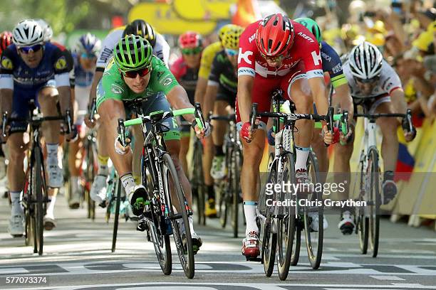 Peter Sagan of Slovakia riding for Tinkoff our sprints Alexander Kristoff of Norway riding for Team Katusha to win stage 16 of the 2016 Le Tour de...