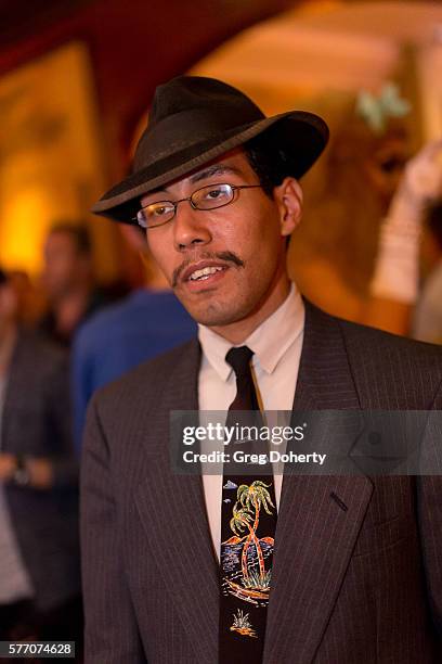 Donovan Sinohue poses for a picture at the 2016 Outfest Los Angeles Closing Night Gala Of "Other People" After Party at The Theatre at Ace Hotel on...