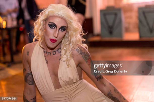 Maebe A Girl poses for a picture at the 2016 Outfest Los Angeles Closing Night Gala Of "Other People" After Party at The Theatre at Ace Hotel on July...