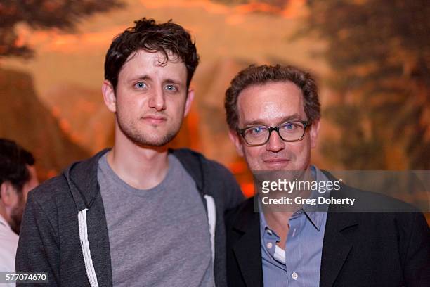 Actor Zach Woods and Producer Sam Bisbee pose for a picture at the 2016 Outfest Los Angeles Closing Night Gala Of "Other People" After Party at The...