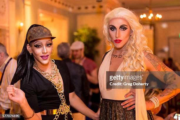 Dani T and Maebe A Girl pose for a picture at the 2016 Outfest Los Angeles Closing Night Gala Of "Other People" After Party at The Theatre at Ace...