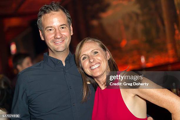 Actress Molly Shannon poses for a picture with a guests at the 2016 Outfest Los Angeles Closing Night Gala Of "Other People" After Party at The...