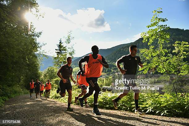 Players of Palermo in action during a training session at US Citta' di Palermo training base on July 18, 2016 in Bad Kleinkirchheim, Austria.