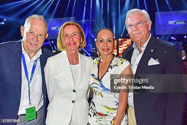 Wilfried Sauerland, Jimmy Anita Schmied, Jochi Sauerland and Horst Schmied attend the WBA Super Middleweight World Championship at Max Schmeling...