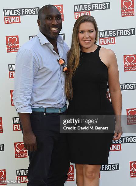 Sol Campbell and Fiona Campbell attend The Frost family final Summer Party to raise money for the Miles Frost Fund in partnership with the British...