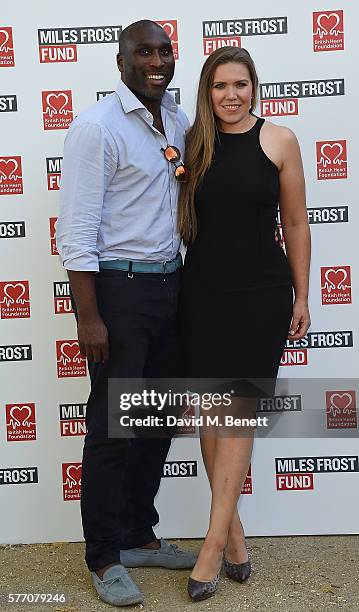 Sol Campbell and Fiona Campbell attend The Frost family final Summer Party to raise money for the Miles Frost Fund in partnership with the British...