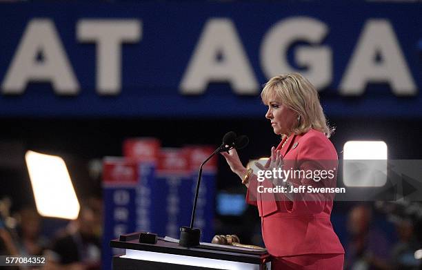 Co-Chair, Platform Comittee, Oklahoma Gov. Mary Fallin speaks on the first day of the Republican National Convention on July 18, 2016 at the Quicken...