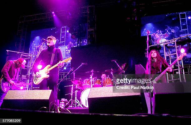 American Rock group Zwan performs onstage, Chicago, Illinois, May 18, 2002. Pictured are, from left, Matt Sweeney, Billy Corgan, Jimmy Chamberlin,...