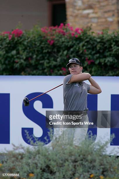 Annika Sorenstam hits a drive on the 15th hole during the second round of the LPGA Samsung World Championship at Big Horn Golf Club in Palm Desert,...