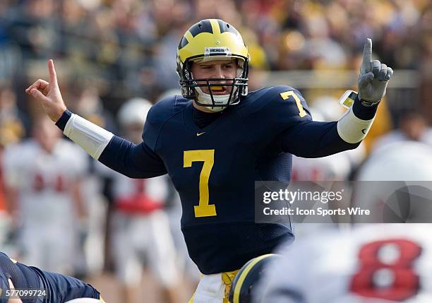 Michigan quarterback Chad Henne during No. 2 Michigan's 34-26 win over MAC opponent Ball State at Michigan Stadium in Ann Arbor, MI. This was the two...