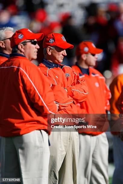 Auburn head coach Tommy Tuberville watches the Tigers warm up. The Auburn Tigers defeated the Nebraska Cornhuskers 17 to 14 in the 71st AT&T Cotton...