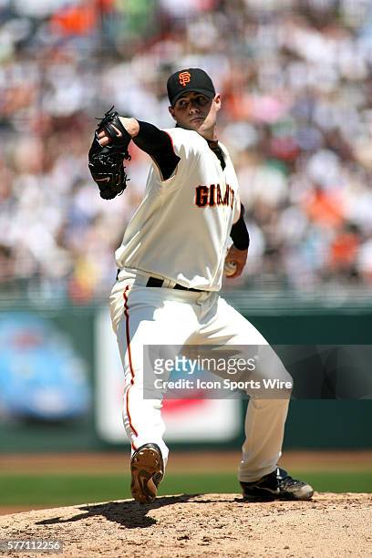 Noah Lowry of the San Francisco Giants in a 9-4 win over the Philadelphia Phillies at AT&T Park in San Francisco, California.