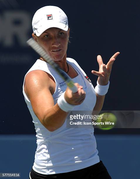 Svetlana Kuznetsova during a match against Agnieszka Radwanska during the finals of the Mercury Insurance Open played at the La Costa Resort and Spa.