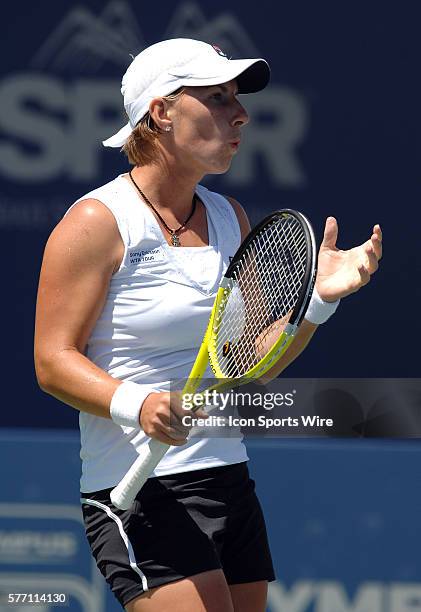 Svetlana Kuznetsova during a match against Agnieszka Radwanska during the finals of the Mercury Insurance Open played at the La Costa Resort and Spa.