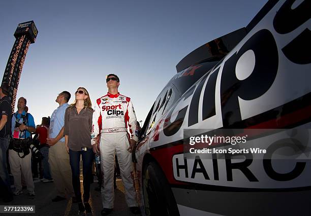 Hampton, GA Denny Hamlin gets ready for the Emory Healthcare 500 race at the Atlanta Motor Speedway in Hampton, GA.