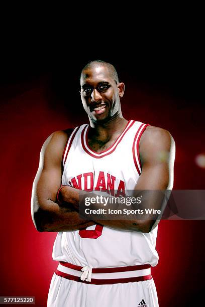 Indiana forward D.J. White poses for a portrait Bloomington, Ind.