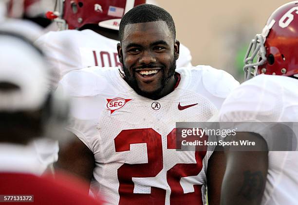 Alabama running back Mark Ingram is all smiles during the Alabama Crimson Tide's 62-13 win over the Duke Blue Devils at Wallace Wade Stadium in...