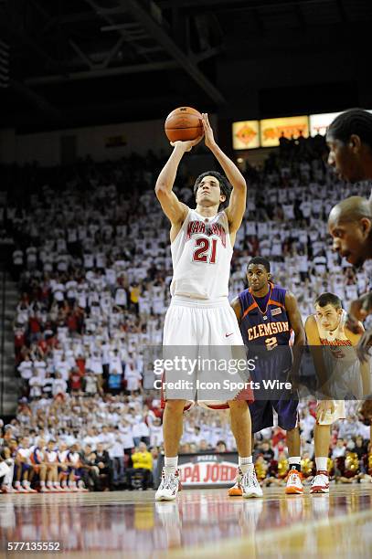 Maryland guard Greivis Vasquez shoots a foul shot against the Clemson University Tigers at the Comcast Center in College Park, MD. The Clemson Tigers...