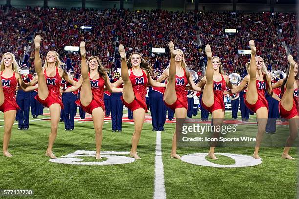 October 2013; LSU Tigers at Ole Miss Rebels; The Ole Miss Rebels Rebellettes perform during half time of a game in Oxford, Mississippi