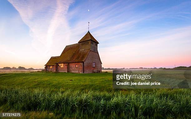 church, romney marsh, fairfiield, kent, england - romney marsh stock pictures, royalty-free photos & images