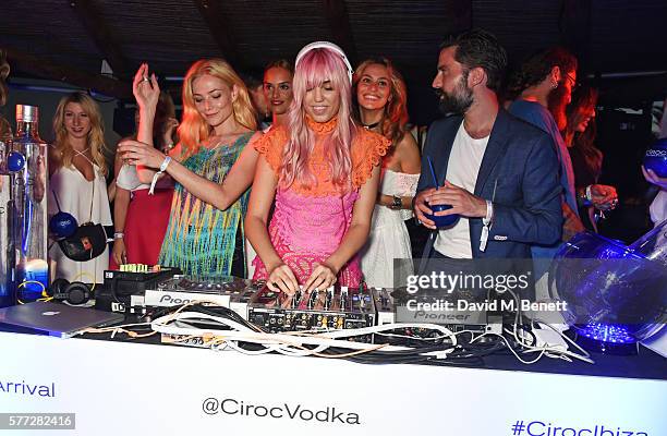 Clara Paget, Belen Sanchez, Amber Le Bon, Lima Che and Jack Guinness attend the CIROC On Arrival party in Ibiza hotspot Destino as model and DJ Amber...