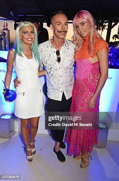 Rama Lila, Alessandro Filippe and Amber Le Bon attend the CIROC On Arrival party in Ibiza hotspot Destino as model and DJ Amber Le Bon celebrated her...