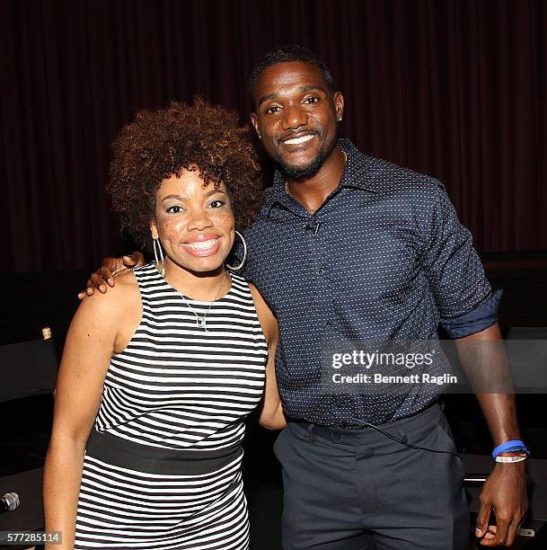 Author Aliya S. King and Olympian Justin Gatlin attend BET Digital Presents "The Fast Life Of: Justin Gatlin" on July 18, 2016 in New York City.