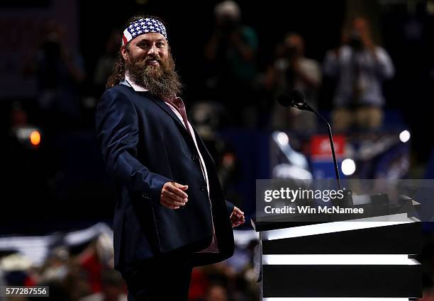 Television personality and CEO of Duck Commander, Willie Robertson speaks on the first day of the Republican National Convention on July 18, 2016 at...