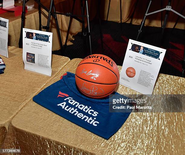 Autographed Larry Bird and Bill Russell basketball to raise money in the silent auction for the 4th Annual "David Ortiz Children's Fund Gala" in...