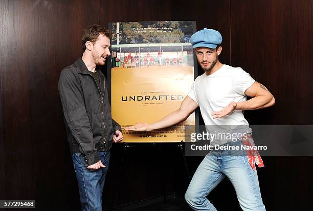 Filmmaker Joe Mazzello and actor Nico Tortorella attend 'Undrafted' New York Screening at Bryant Park Hotel on July 18, 2016 in New York City.