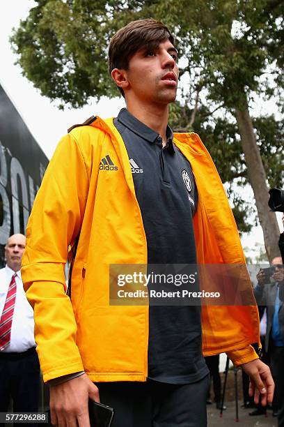 Mattia Vitale arrives during the Juventus FC welcome ceremony at Lakeside Stadium on July 19, 2016 in Melbourne, Australia.