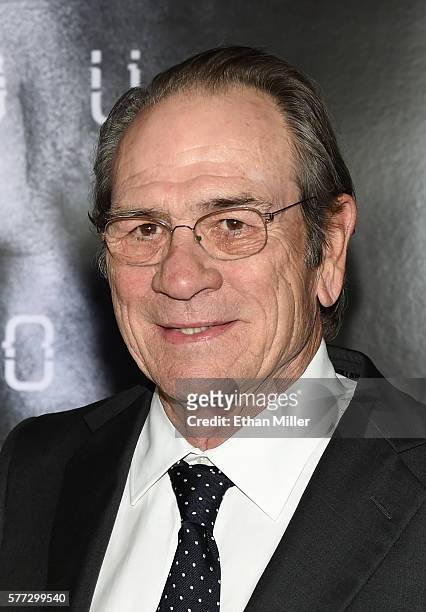 Actor Tommy Lee Jones attends the premiere of Universal Pictures' "Jason Bourne" at The Colosseum at Caesars Palace on July 18, 2016 in Las Vegas,...