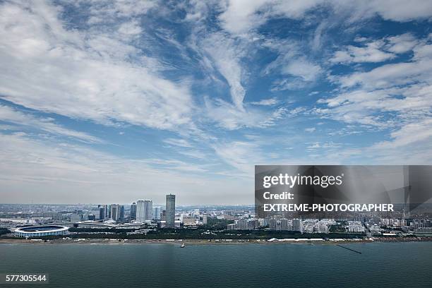 veduta aerea della città di chiba - chiba city foto e immagini stock