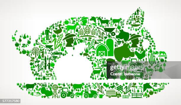 pork dish farming and agriculture green icon pattern - garden dining stock illustrations