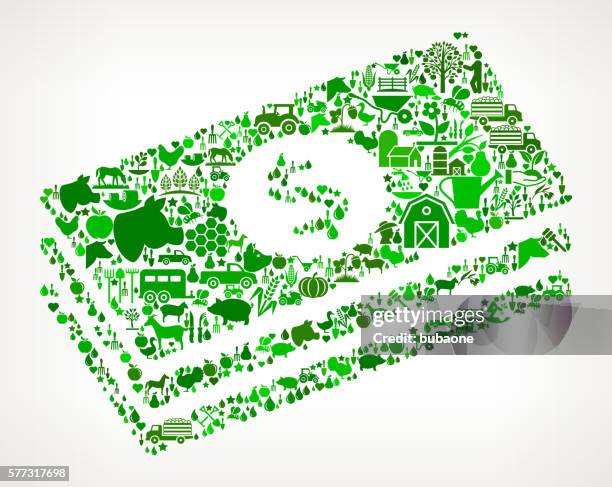 dollar bills farming and agriculture green icon pattern - rural banking stock illustrations