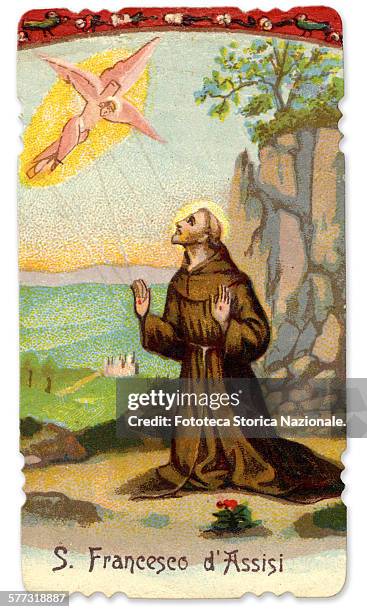 St. Francis of Assisi receives the stigmata, September 14, 1224. Italian monk who preached simplicity and poverty and humility before God, founder of...