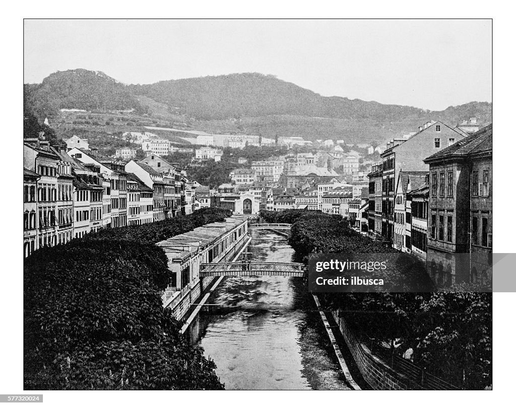 Antique photograph of Karlovy Vary or Carlsbad (Czech Republic)-19th century
