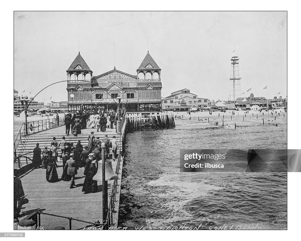 Antique photograph of Brighton Beach (New York City)-19th century
