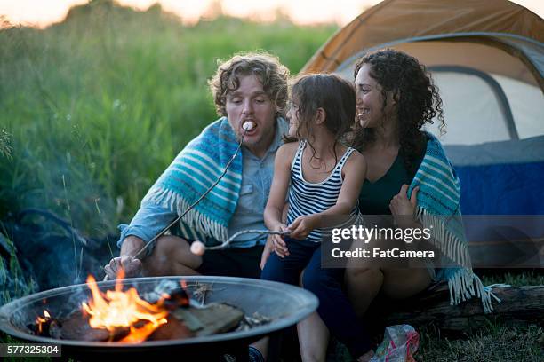 eating roasted marshmallows - fire eating stock pictures, royalty-free photos & images