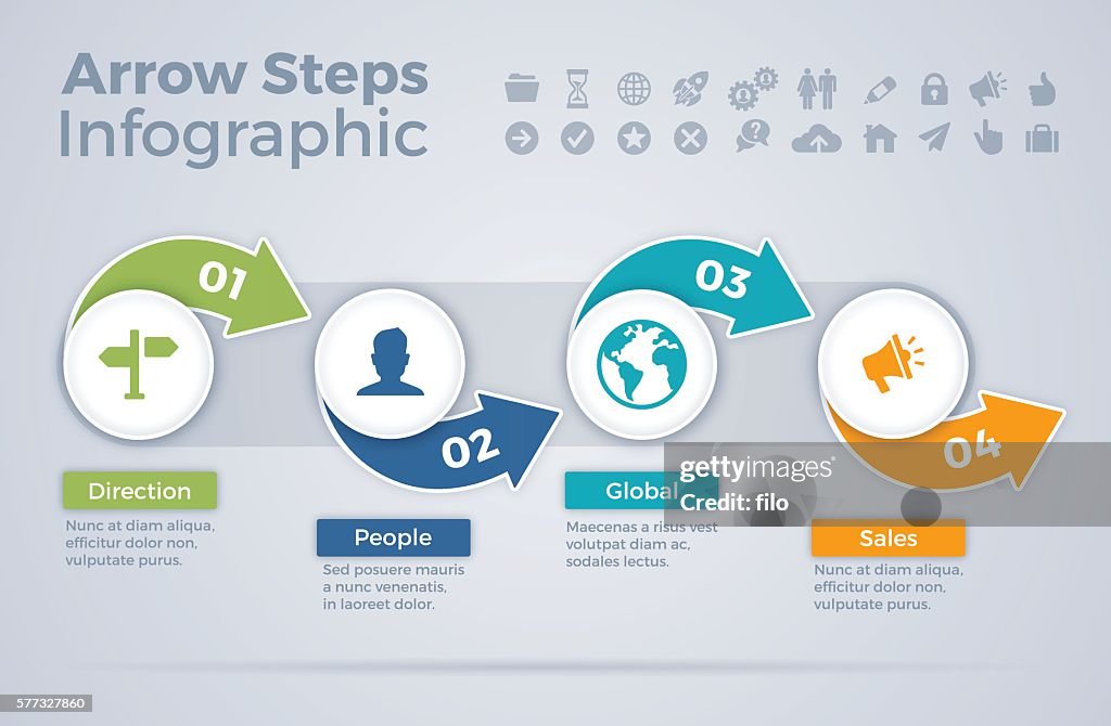 Arrow Step Image Arrow Steps Infographic High-Res Vector Graphic - Getty Images