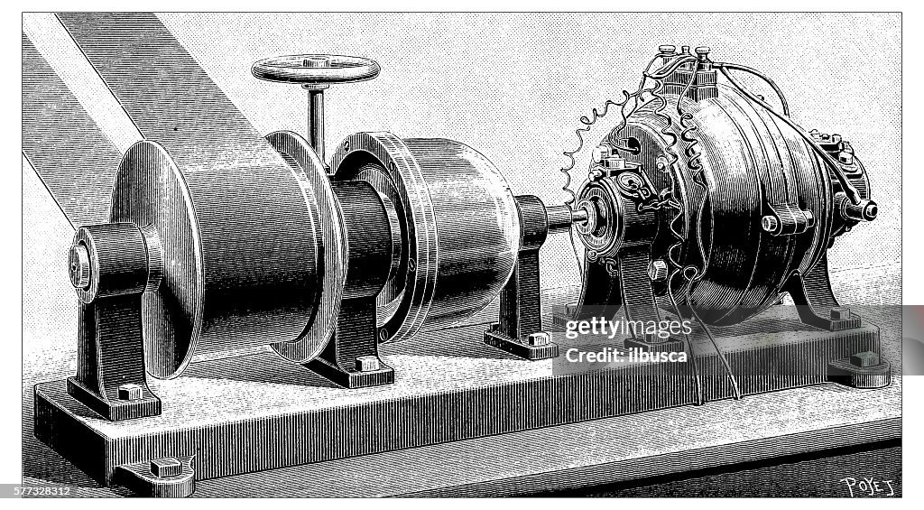 Electrical Machine Figure Antique Illustration Of Physics Experiment Electrical Machinery High ...