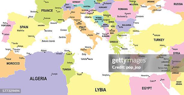 mediterranean countries map - illustration - italy armenia 幅插畫檔、美工圖案、卡通及圖標
