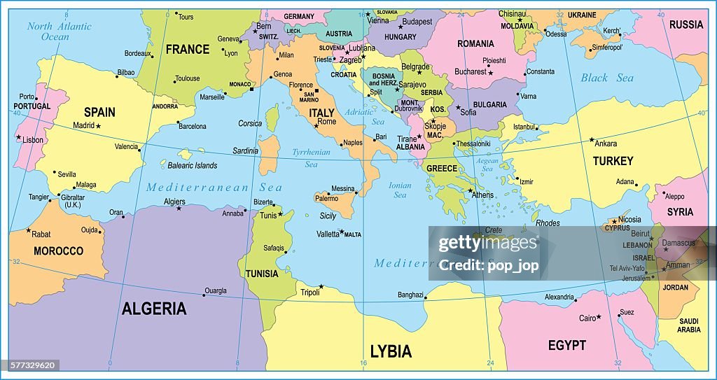 Mediterranean Map Icon Modern Mediterranean Map